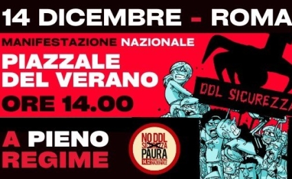 La Fiom-Cgil partecipa alla manifestazione nazionale del 14 dicembre a Roma “A pieno Regime” contro il Ddl Sicurezza